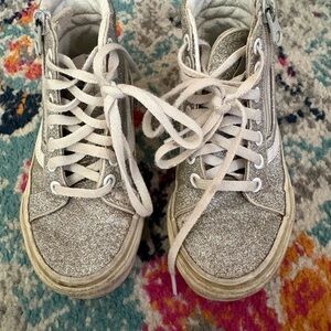 Vans Glittery Silver Kids High-Top Sneakers
